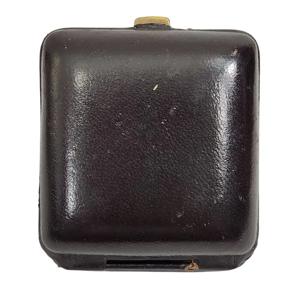 VTG ELGIN TRAVEL FOLDING ALARM CLOCK MID CENTURY WIND UP JAPAN WORKS LEATHER